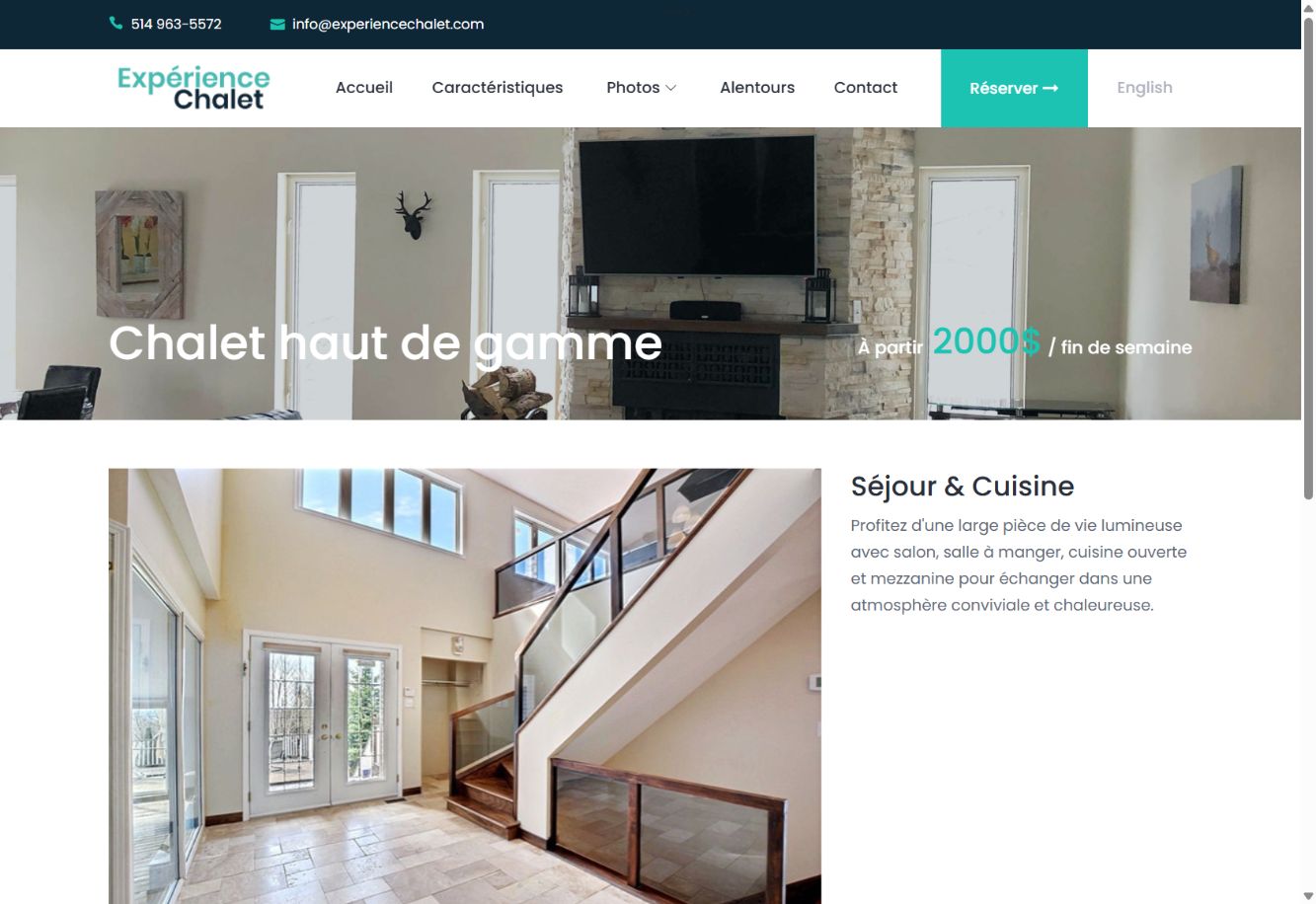 Galerie du séjour et de la cuisine du chalet