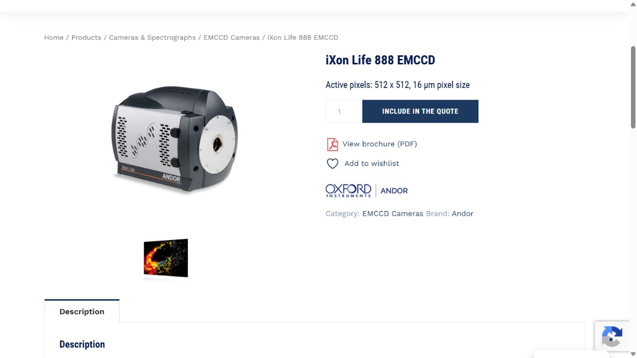 Fiche iXon Life 888 avec brochure et bouton de demande de soumission